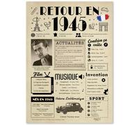FestySpark Idée Cadeau 80 Ans Femme et Homme - Grande Carte Anniversaire 80 ans Femme et Homme - Decoration Anniversaire 80 ans - Félicitations Happy Birthday Card - Cadeau Original Retour en 1945