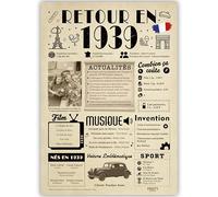 FestySpark Idée Cadeau 87 Ans Femme et Homme - Grande Carte Anniversaire 87 ans Femme et Homme - Decoration Anniversaire 87 ans - Félicitations Happy Birthday Card - Cadeau Original Retour en 1939