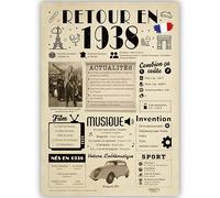 FestySpark Idée Cadeau 87 Ans Femme et Homme - Grande Carte Anniversaire 87 ans Femme et Homme - Decoration Anniversaire 87 ans - Félicitations Happy Birthday Card - Cadeau Original Retour en 1938