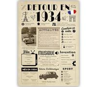 FestySpark Idée Cadeau 91 Ans Femme et Homme - Grande Carte Anniversaire 91 ans Femme et Homme - Decoration Anniversaire 91 ans - Félicitations Happy Birthday Card - Cadeau Original Retour en 1934