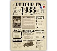 FestySpark Idée Cadeau 92 Ans Femme et Homme - Grande Carte Anniversaire 92 ans Femme et Homme - Decoration Anniversaire 92 ans - Félicitations Happy Birthday Card - Cadeau Original Retour en 1933