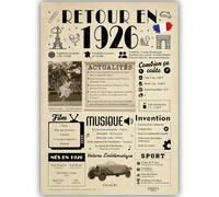 FestySpark Idée Cadeau 99 Ans Femme et Homme - Grande Carte Anniversaire 99 ans Femme et Homme - Decoration Anniversaire 99 ans - Félicitations Happy Birthday Card - Cadeau Original Retour en 1926
