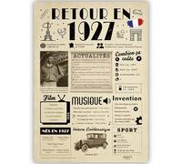 FestySpark Idée Cadeau 99 Ans Femme et Homme - Grande Carte Anniversaire 99 ans Femme et Homme - Decoration Anniversaire 99 ans - Félicitations Happy Birthday Card - Cadeau Original Retour en 1927