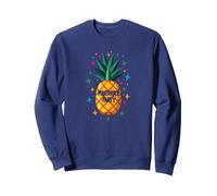 Fête Ananas Tropical Celebration Upside Down Fun Sweatshirt, Unisexe pour Adultes, Bleu Marine, S