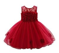 Fête Anniversaire Marié Fleurs Mariage Princesse Robe de Soirée Bébé Pendentif Vêtements & Jupe, rouge, 6-12 mois