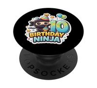 Fête d'anniversaire 10 Ans Ninja Boys Ten 10th Dixième Kids Party PopSockets PopGrip Adhésif