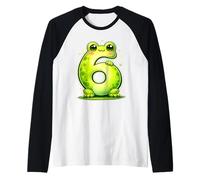 Fête d'anniversaire de 6 Ans de I'm 6 Cute Frog pour Enfants Manche Raglan