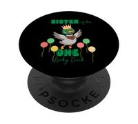 Fête d'anniversaire de Famille « Sister of The One Lucky Duck » PopSockets PopGrip Adhésif