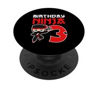 Fête d'anniversaire Ninja 3 Ans PopSockets PopGrip Adhésif