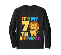 Fête d'anniversaire sur Le thème de la Jungle « It's My 7th Birthday » - Lion, Safari, Jungle Manche Longue