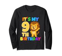Fête d'anniversaire sur Le thème du Lion Safari Jungle It's My 9th Birthday 9 Ans Manche Longue