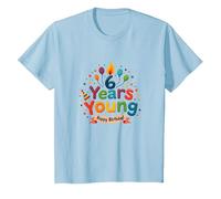 Fête de Joyeux Anniversaire pour Enfants de 6 Ans T-Shirt, Enfant, Bleu Céleste, 12 Ans