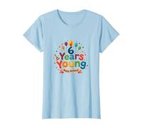 Fête de Joyeux Anniversaire pour Enfants de 6 Ans T-Shirt, Femme, Bleu Céleste, L