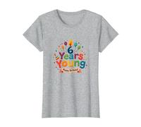 Fête de Joyeux Anniversaire pour Enfants de 6 Ans T-Shirt, Femme, Gris Chiné, 3XL
