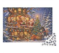 Fête de la Cabane de Noël Puzzle 1000 Pièces Adultes Et Enfants,Dès 14 Ans,Déco Murale, Casse-tête,Premium,Carton,Jeu Éducatif,Anti-Stress,Détente,Défi 38x26cm