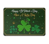 Fête De La Saint-Patrick, Passez Une Journée Chanceuse, Trèfle Vert pour La Famille Irlandaise Tapis De Bain Doux Tapis De Porte Antidérapant Paillasson D'Entree 40X60Cm