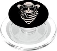 Fête de l'indépendance du Chat Cowboy Kawaii, 4 Juillet, Amoureux des Animaux PopSockets PopGrip pour MagSafe
