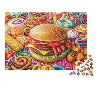 Fête de malbouffe sucrée 1000 Pièce Carton Extra Épais Jeu De Puzzle pour Enfants Débutants Jeu Amusant Et Stimulant Soulagement du Stress Idée Cadeau 70x50cm/1000pcs