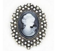 Fête de mariage Reine Lady Vintage Victorian Design Cameo Bronze Broche Pin Pin Pin pour Sac à Dos, taille unique, comme décrit