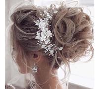 Fête de mariage Roses Blanches Accessoires pour cheveux pour dames et filles Mariage Cheveux Vignes Fleur Feuille Headpieces Accessoires De Cheveux De Mariage Pour La Mariée Argent