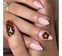 Fête de Noël Appuyez sur les ongles 24 pièces Styles français paillettes automne hiver Art sans colle nécessaire longs faux ongles automne hiver pointe française appuyez sur les ongles