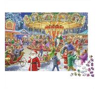 Fête de Noël Manège Puzzle 1000 Pièces pour Adultes Papier Scène du Marché d Hiver Convivialité Famille Décoration Détente Cadeau 70x50cm/1000pcs