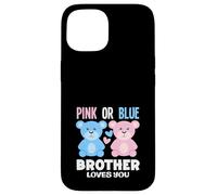 Fête de révélation du Sexe de l'ours « Brother Loves You Bear » Rose ou Bleu Coque pour iPhone 15