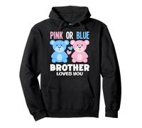 Fête de révélation du Sexe de l'ours « Brother Loves You Bear » Rose ou Bleu Sweat à Capuche