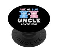 Fête de révélation du Sexe de l'ours Rose ou Bleu Uncle Loves You Bear PopSockets PopGrip Adhésif