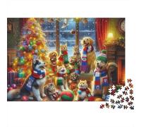 Fête des Animaux de Compagnie pour Noël Puzzle 1000 Pièces Adultes Soirée Famille Antistress Puzzle Difficile Qualité Premium Carton Recyclé 100% 52x38cm/1000pcs