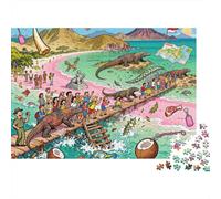 Fête des bêtes de l'île du Dragon de Komodo Puzzle en Bois Imperméable Puzzles De 1000 Pièces pour Adultes Cadeaux Défi Et Casse-tête Jeux Éducatifs