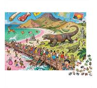 Fête des bêtes de l'île du Dragon de Komodo Puzzle en Bois Imperméable Puzzles De 1000 Pièces pour Adultes Amusant De Décoration pour La Maison
