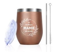 Fête Des Grands-mères Idee Cadeau Mamie Original Cadeau Saint Valentin Anniversaire Mamy Grand Parent Famille Maison Retraite Femme Agee 355ml Tasse à Café En Acier Verre a Vin Paille Fête Des Mères