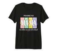 Fête des Mères Christian Proverbs Blessed Mama Wildflowers T-Shirt Haut de Gamme
