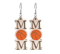 Fête des mères Jeux de balle des mères Baseball Softball Basketball d'oreilles d'oreilles simples en bois Nettoyeur Perles Bijoux