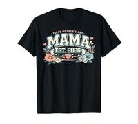 Fête des Mères Mama Est 2026 Typographie Rétro Motif Nouvelle Maman T-Shirt