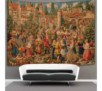 Fête des moissons d'été dans les villages médiévaux Tapisserie Art populaire 3D Tenture Murales Décorations Pour La Maison Pour La Chambre 70cmx100cm