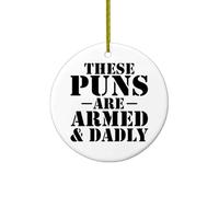 Fête des Pères Ces Jeux De Mots Pendentif Noël Décorations Céramique Ornement Suspension pour Maison Fête Vacances 7.3Cm