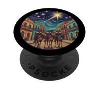 Fête des Trois Rois, Style Nocturne étoilé de la Rue San Juan PopSockets PopGrip Adhésif