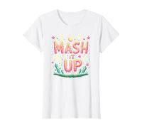 Fête d'halloween Amusante et effrayante avec Monster Mash It Up T-Shirt, Femme, Blanc, XS