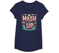 Fête d'halloween Amusante et effrayante avec Monster Mash It Up T-Shirt, Fille, Bleu Marine, XS