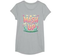 Fête d'halloween Amusante et effrayante avec Monster Mash It Up T-Shirt, Fille, Gris Chiné, XS