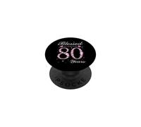Fête du 80e Anniversaire, bénie par Dieu Pendant 80 Ans PopSockets PopGrip Adhésif