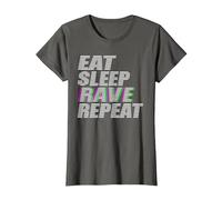 Fête du Festival Eat Sleep Rave Repeat Techno House Music EDM T-Shirt, Femme, Asphalte, XS