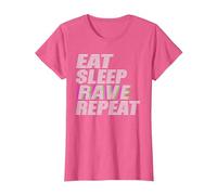 Fête du Festival Eat Sleep Rave Repeat Techno House Music EDM T-Shirt, Femme, Rose Chiné, XS