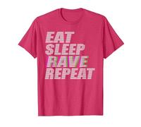 Fête du Festival Eat Sleep Rave Repeat Techno House Music EDM T-Shirt, Homme, Rouge Chiné, M