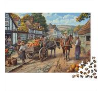 Fête du Village Puzzle 1000 Pièces Adulte en Carton Épais Et Robuste, Puzzle Brain Training Puzzle pour Une Activité Fuzzle Après L'école, Passion Naturel Et Faune 38x26cm/1000pcs