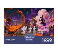 Fête Folle de la Rue Lors de la Nuit d'halloween Puzzle en Bois Imperméable DIY Puzzles De 1000 Pièces pour Adultes Amusant De Décoration pour La Maison