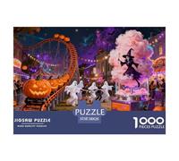 Fête Folle de la Rue Lors de la Nuit d'halloween Puzzle en Bois Imperméable Puzzles De 1000 Pièces pour Adultes Cadeaux Coloré Jeux De Stimulants