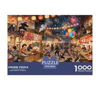 Fête Folle du Village des Ninjas Puzzle en Bois Imperméable DIY Puzzles De 1000 Pièces pour Adultes Amusant De Décoration pour La Maison